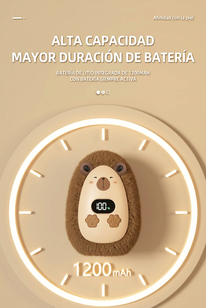 Calentador de manos de peluche con pantalla