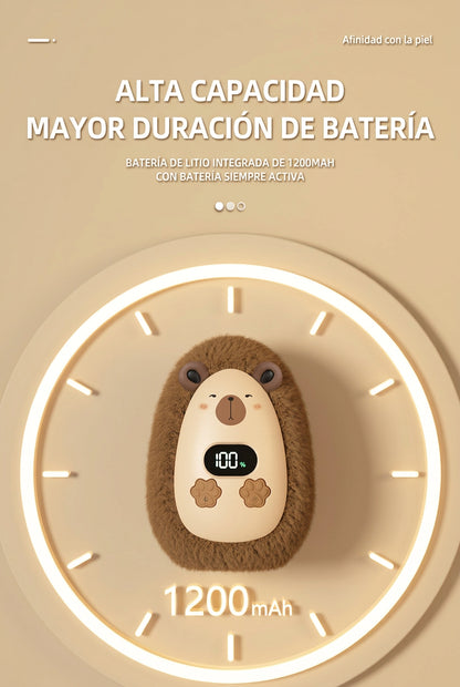 Calentador de manos de peluche con pantalla