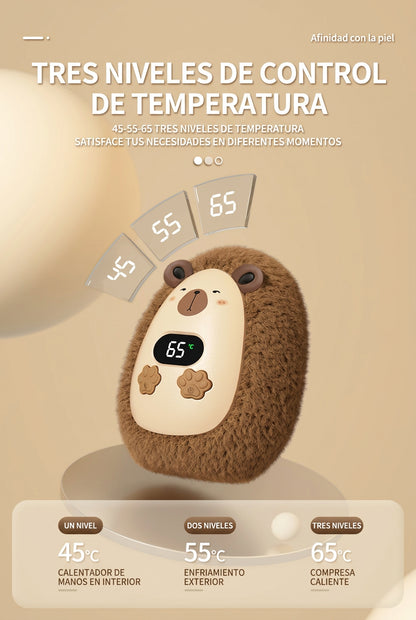 Calentador de manos de peluche con pantalla
