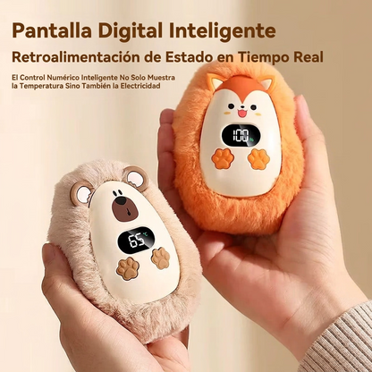 Calentador de manos de peluche con pantalla