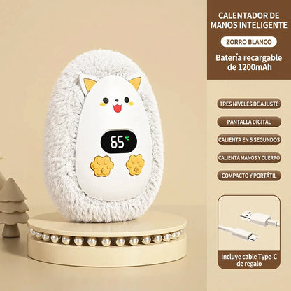 Calentador de manos de peluche con pantalla