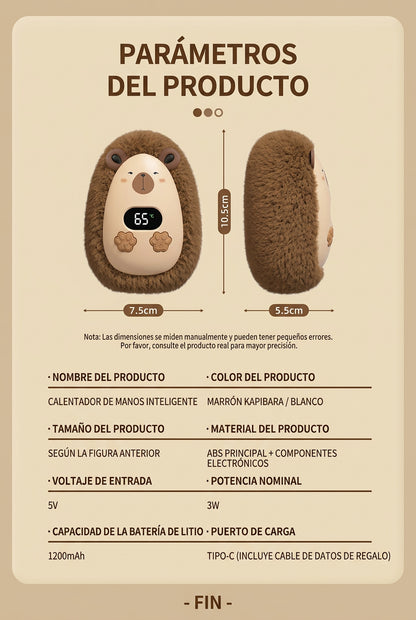 Calentador de manos de peluche con pantalla