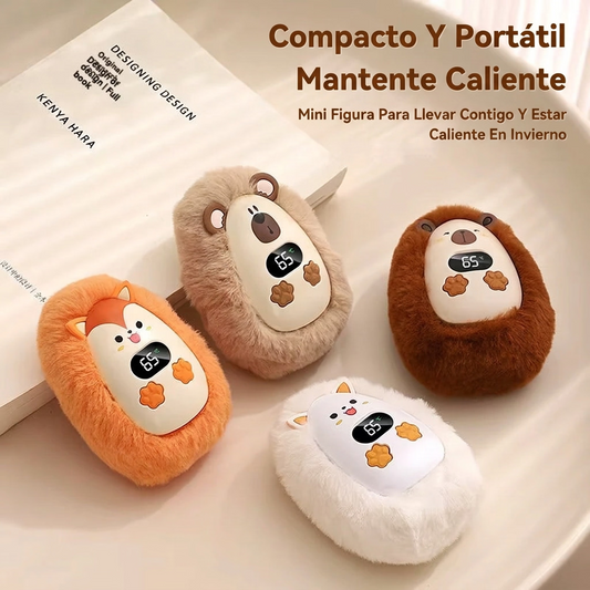Calentador de manos de peluche con pantalla